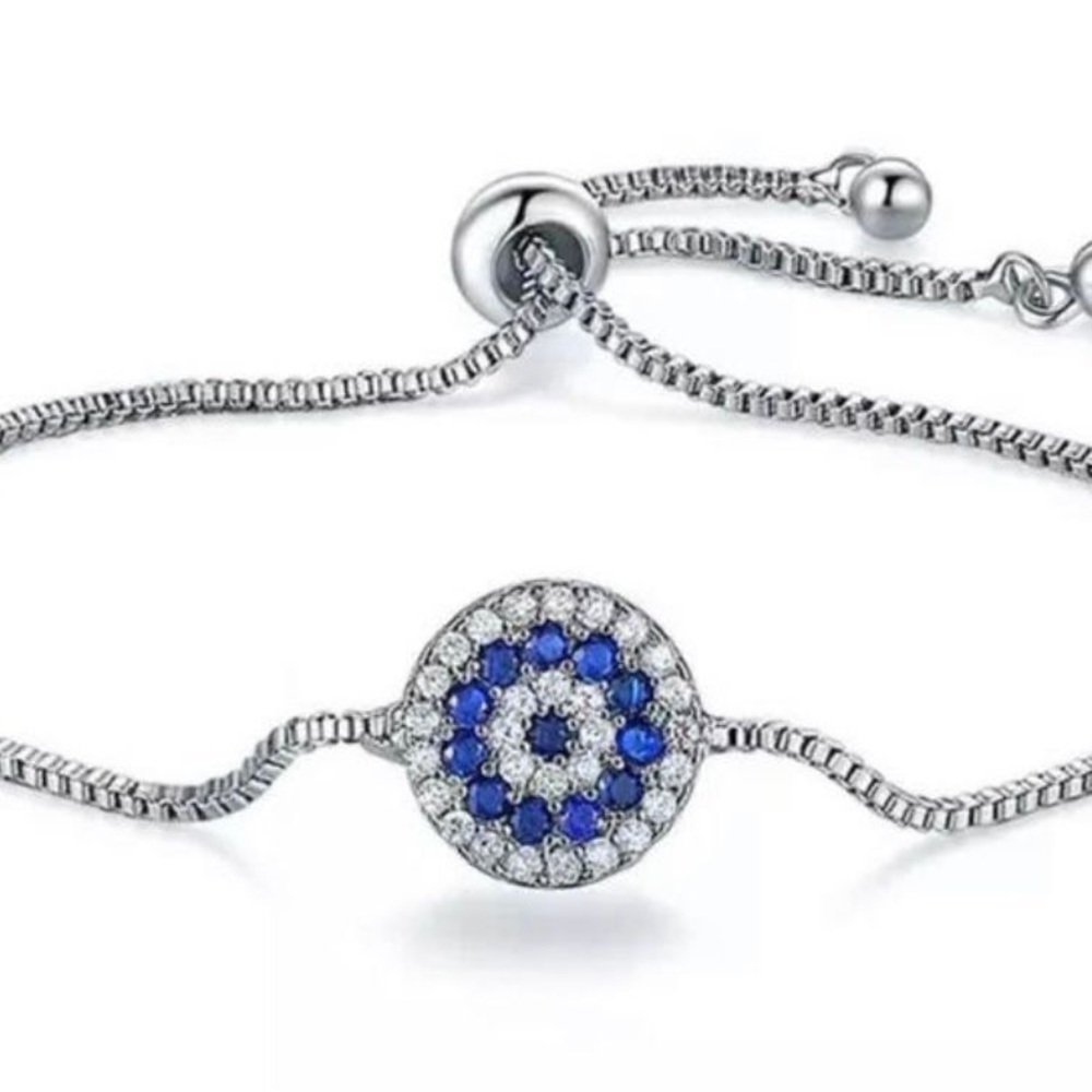 Trendy Blue Zircon Evil Eye Charm Bracelet